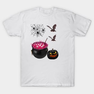 Halloween Black Spiders Evil Pumpkin T-Shirt